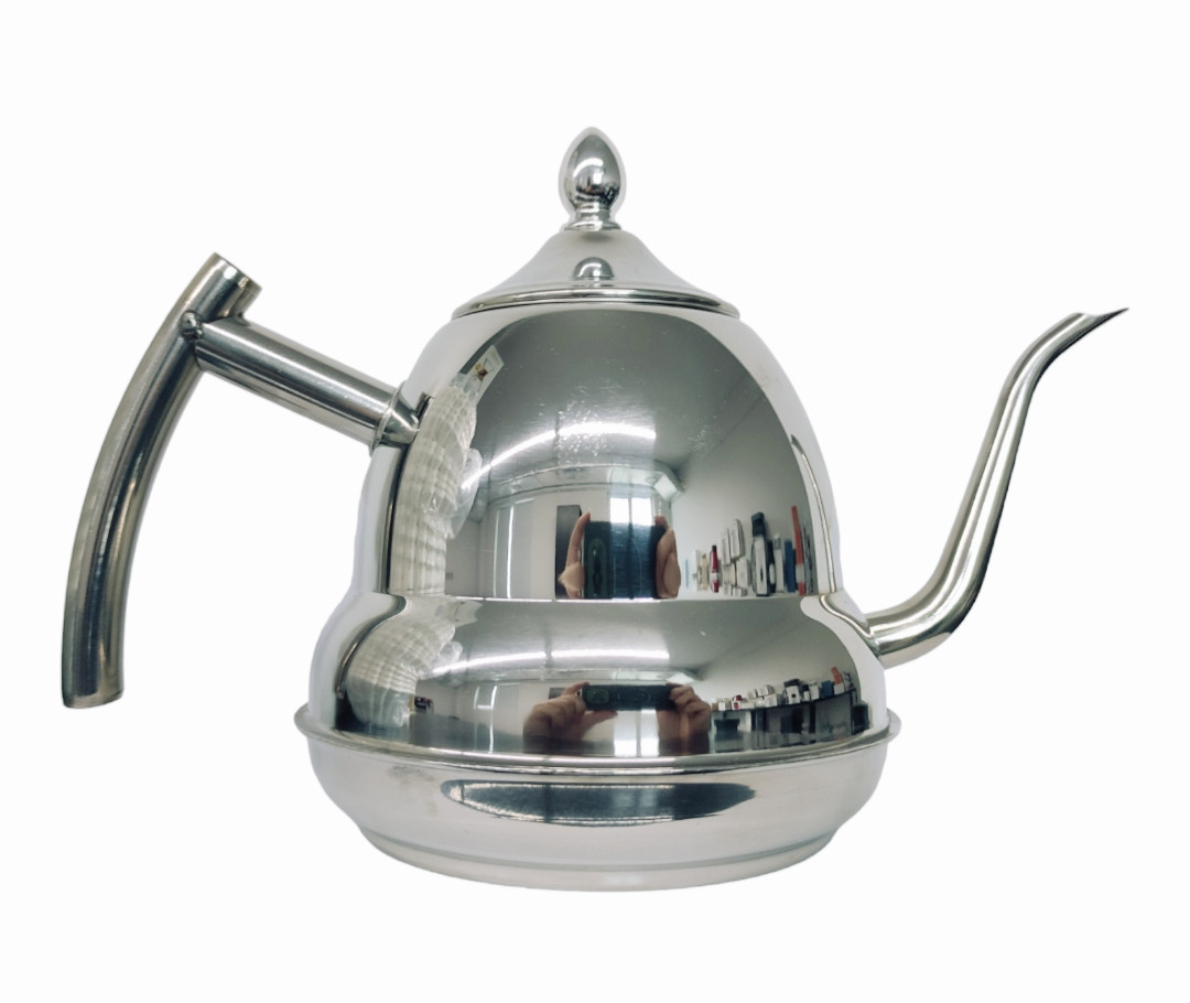 Чайник для заварювання кави з довгим тонким носиком 1.2 л із нержавійки заварювальний для пуровера V60 Сріблястий, фото 1