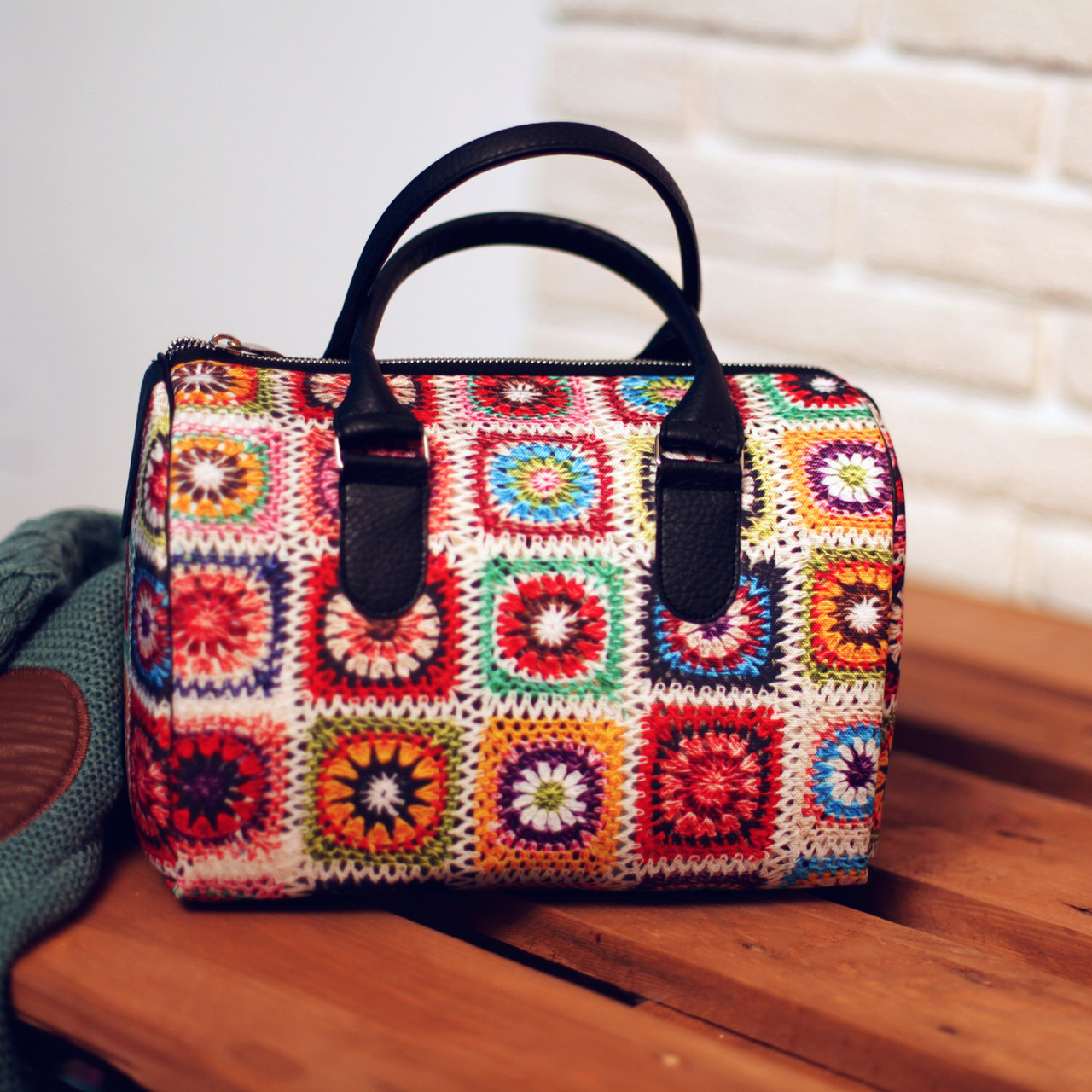 Сумка бочка Barrel Разноцветная вязка 28x18x17 см (SB_15NGETN031_BL)