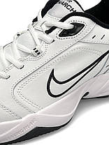 Чоловічі кросівки Nike Air Max Monarch IV All White Black Взуття Найк Аїр Макс Монарх білі шкіряні демісезон, фото 4