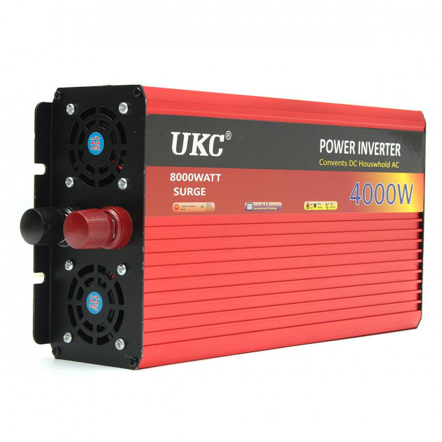 Автомобільний інвертор AC DC UKC AR-4000W 220В LCD USB з функцією плавного запуску