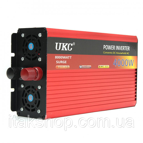 Автомобільний інвертор AC DC UKC AR-4000W 220В LCD USB з функцією плавного запуску, фото 2