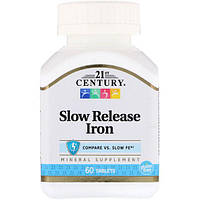 Микроэлемент Железо 21st Century Slow Release Iron 45 mg 60 Tabs KM, код: 7517404