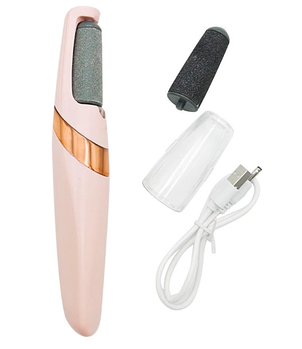 Електрична пилка пемза для п'ят Flawless Pedi бездротова USB 2 насадки Рожевий (KG-10171)