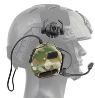 Тактичні навушники на шолом з активним шумозаглушенням та підтримкою рації Multicam