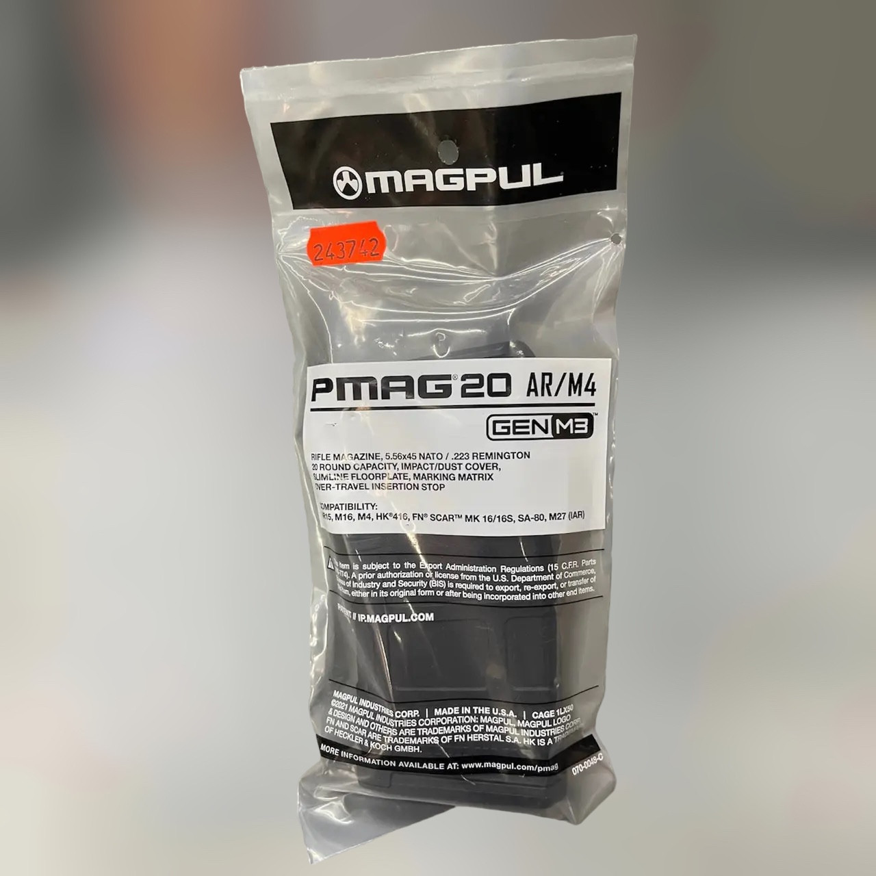 Магазин для AR15 Magpul PMAG 20 AR/M4 GEN M3 5.56x45mm / .223 Remington, 20 патронів (MAG560)