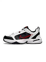 Чоловічі кросівки Nike Air Max Monarch IV White Black Red Взуття Найк Аїр Макс Монарх білі шкіряні демі, фото 4