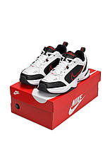 Чоловічі кросівки Nike Air Max Monarch IV White Black Red Взуття Найк Аїр Макс Монарх білі шкіряні демі, фото 3
