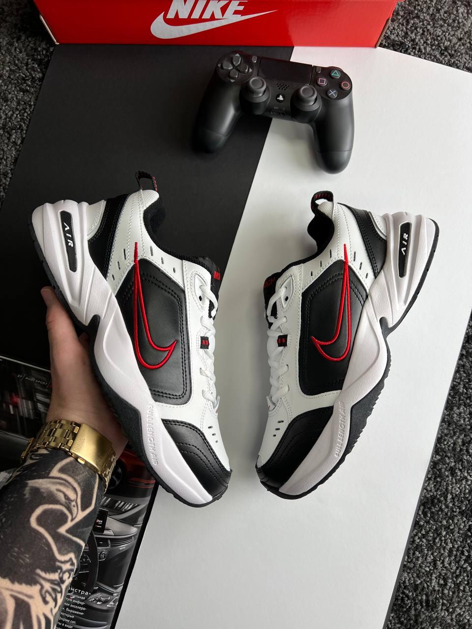Чоловічі кросівки Nike Air Max Monarch IV White Black Red Взуття Найк Аїр Макс Монарх білі шкіряні демі