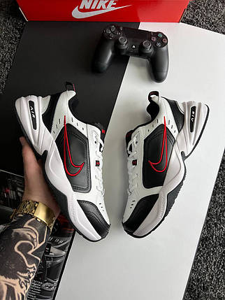 Чоловічі кросівки Nike Air Max Monarch IV White Black Red Взуття Найк Аїр Макс Монарх білі шкіряні демі, фото 1