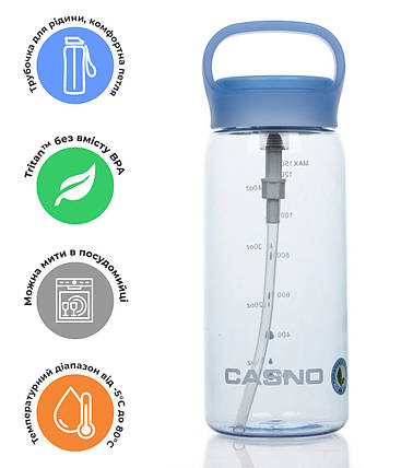 Пляшка для води CASNO 1500 мл KXN-1238 Синя, фото 1