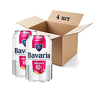 Упаковка безалкогольного пива в ж/б банке Bavaria Pomegranate Non Alcoholic Beer 0% 0.33 л х 4шт.