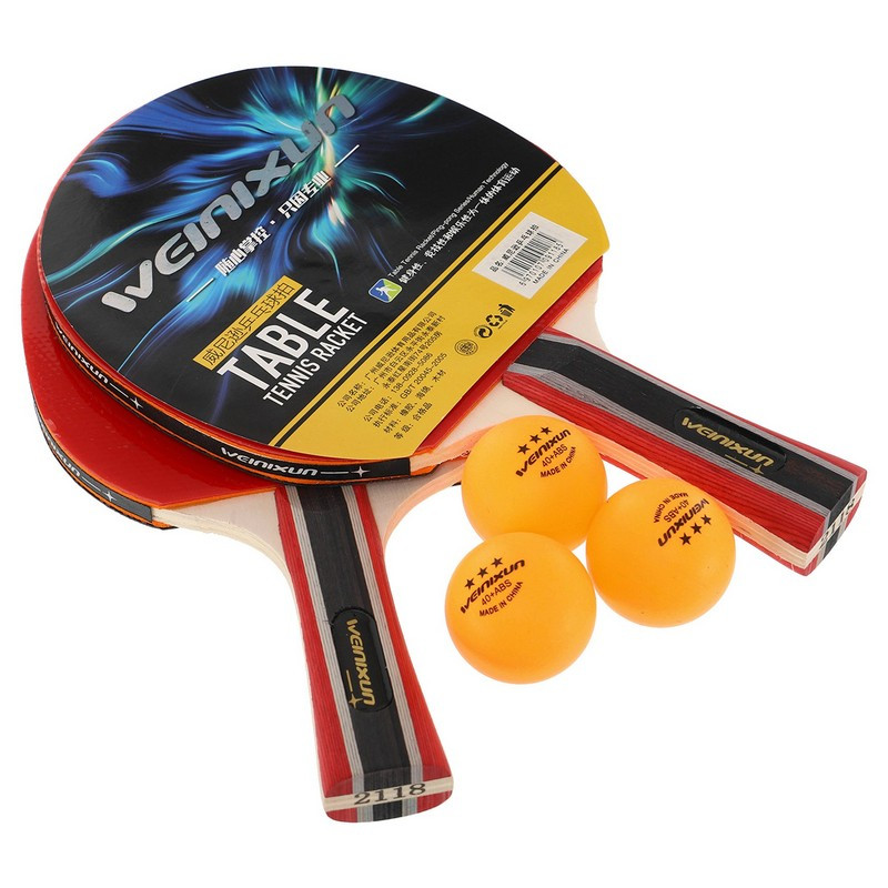 Набір для настільного тенісу з чохлом Weinixun Table Tennis Racket 2118 2 ракетки + 3 м'ячі, фото 1