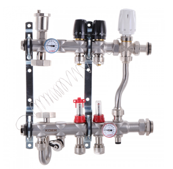 Колектор Koer KR.S1013-02 з вбудованим змішувальним вузлом 1"х2 SUS304 і евроконусами 3/4-16 з підключенням до