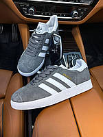 Кроссовки Adidas Gazelle Gray White темно-серого цвета