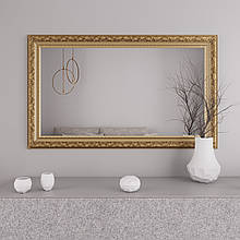 Настінне дзеркало 76х126 | Золото з патиною Black Mirror в салон краси | б'юті студію