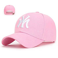 Кепка бейсболка New York рожева жіноча рожева з білим логотипом
