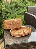 Хлібниця плетені з лози овальна з кришкою, фото 4