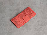 Шкіряний гаманець ручної роботи, якісний клатч-гаманець, гаманець з авторським тисненням, фото 3