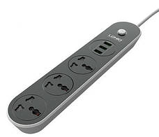 Мережевий фільтр LDNIO SC3301 подовжувач 1.6 м 3 розетки 3 USB Сіро - чорний, фото 4