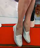 Балетки мокасини літні білі жіночі еко шкіряні перфоровані, фото 3