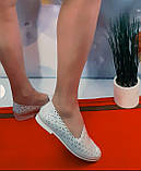 Балетки мокасини літні білі жіночі еко шкіряні перфоровані, фото 5