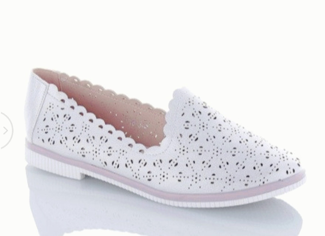Балетки мокасини літні білі жіночі еко шкіряні перфоровані, фото 1