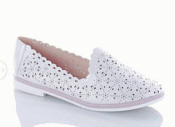 Балетки мокасини літні білі жіночі еко шкіряні перфоровані