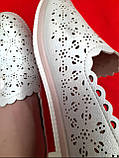 Балетки мокасини літні білі жіночі еко шкіряні перфоровані, фото 8