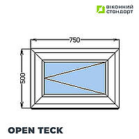 Окно поворотное OpenTeck Elite 70, белое, 750х500 мм от производителя Оконный Стандарт