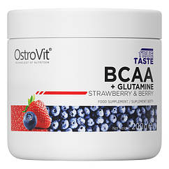 Комплекс амінокислот OstroVit BCAA + Glutamine 200g (Strawberry-berry)