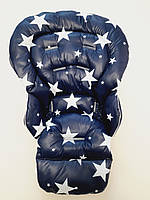 Чохол DavLu до стільчика для годування Сhicco Polly  Progres 5, Relax Superstar на темно-синьому (Ch-n-2-1)