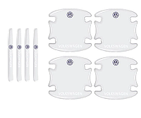 Комплект защитной силиконовой пленки под дверные ручки и ручки авто с логотипом Volkswagen комплект 8шт
