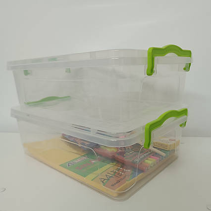 Контейнер для школи 7л плоский прозорий А4 із затискачем + ПОДАРУНОК