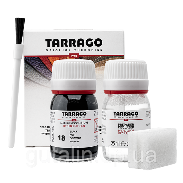 Барвник для гладкої шкіри та текстилю + очищувач Tarrago Color Dye 25мл+25мл колір чорний (18)