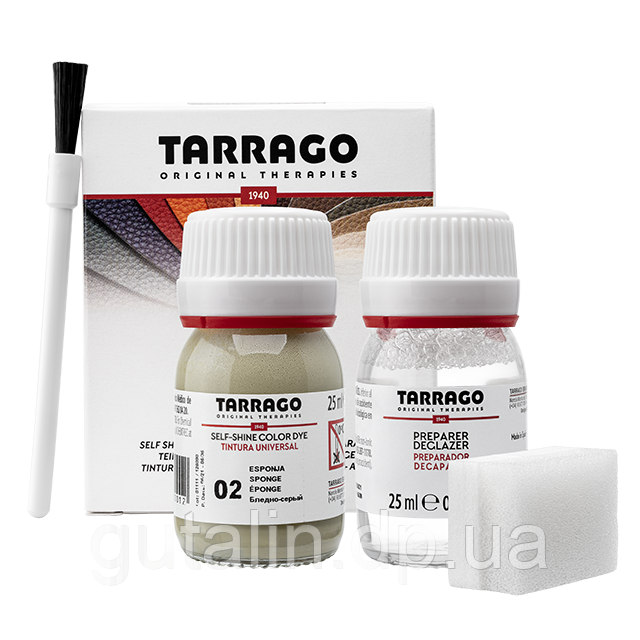 Барвник для гладкої шкіри та текстилю + очищувач Tarrago Color Dye 25мл+25мл колір бліо-сірий (02)