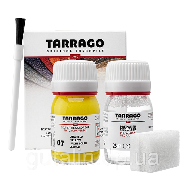 Барвник для гладкої шкіри та текстилю + очищувач Tarrago Color Dye 25мл+25мл колір жовтий (07)
