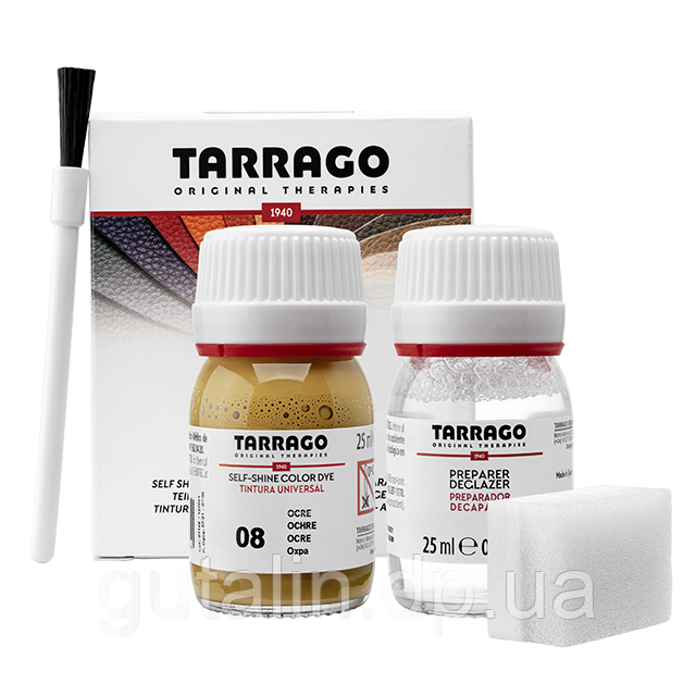 Барвник для гладкої шкіри та текстилю + очищувач Tarrago Color Dye 25мл+25мл колір охра (08)
