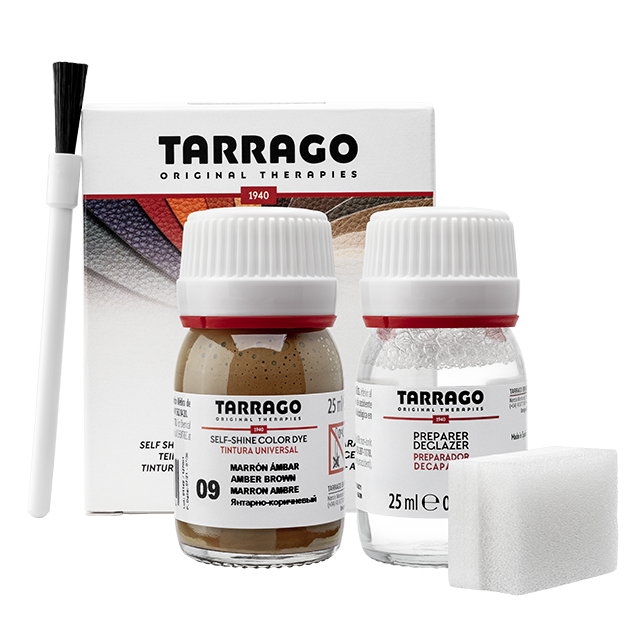 Барвник для гладкої шкіри та текстилю + очищувач Tarrago Color Dye 25мл+25мл колір янтарно-коричневий (09), фото 1