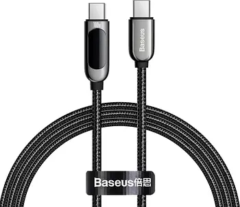 Кабель с дисплеєм Baseus Display Fast Charging Data Cable Type-C to Type-C 100W 1M Black (CATSK-B01)