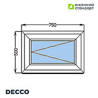 Окно поворотное Decco 71, белое, 750х500 мм от производителя Оконный Стандарт