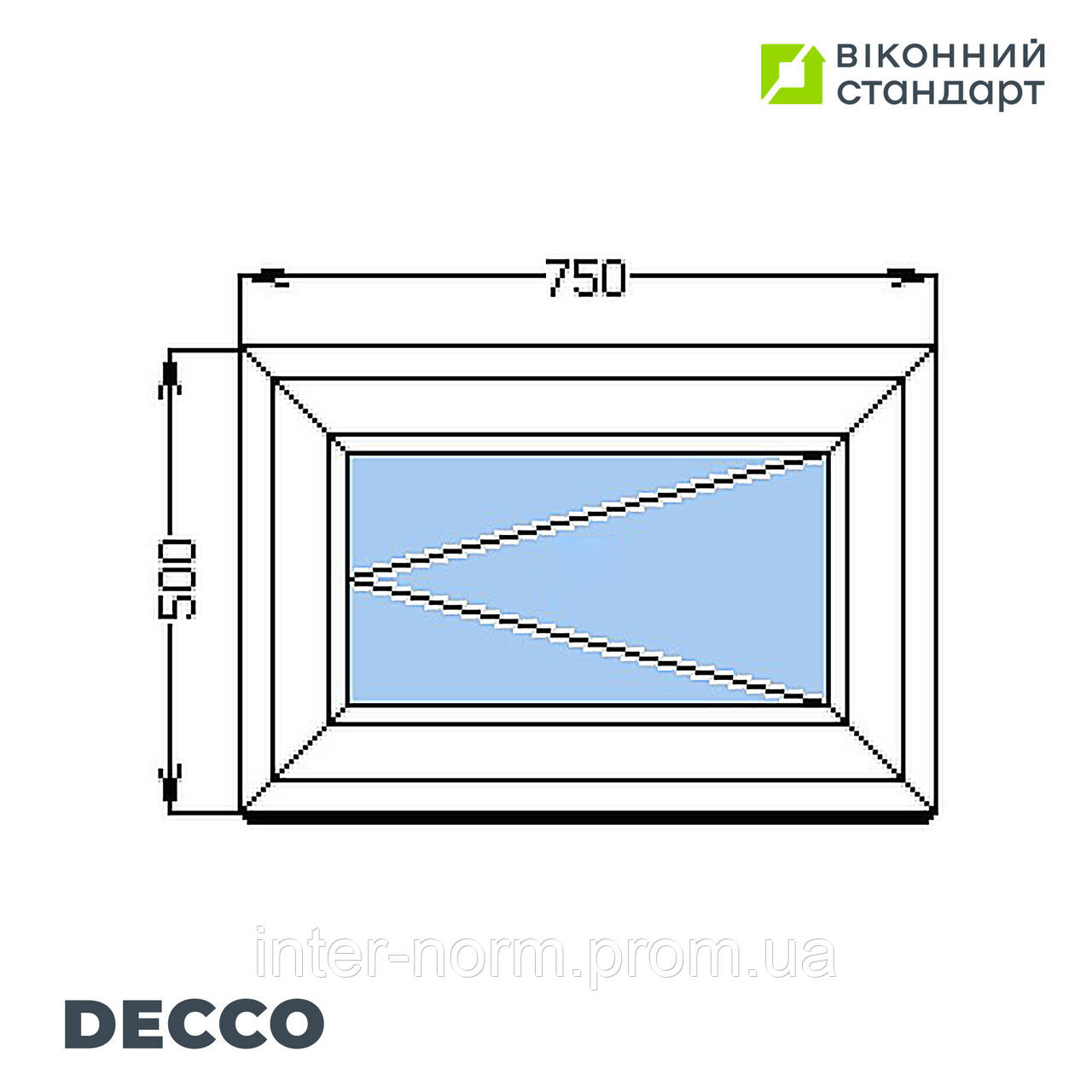 Окно поворотное Decco 71, белое, 750х500 мм от производителя Оконный Стандарт - фото 1 - id-p1903302109