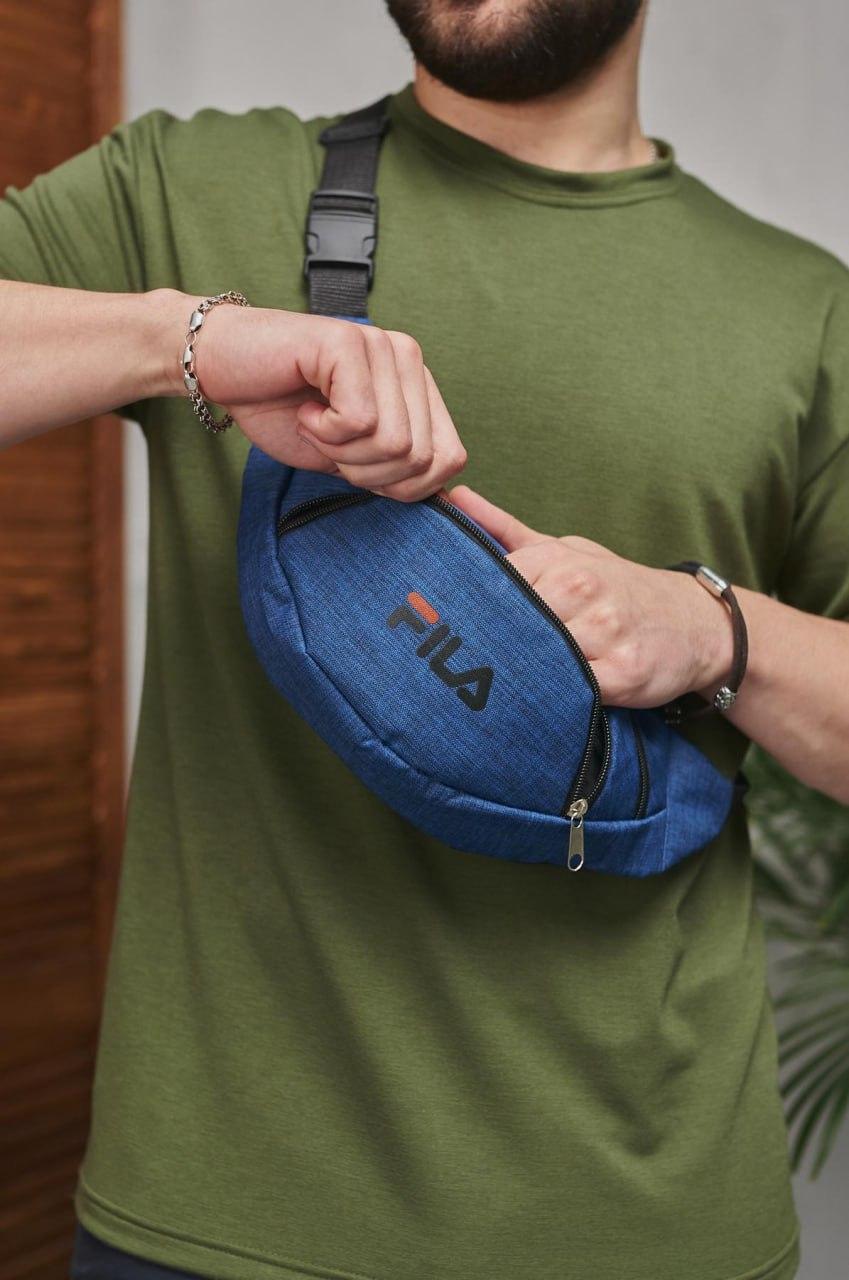 Бананка поясна чоловіча fila синя сумка через плече із регулятором сумка філа