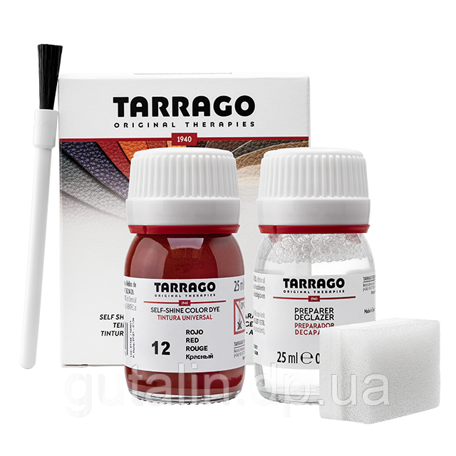 Барвник для гладкої шкіри та текстилю + очищувач Tarrago Color Dye 25мл+25мл колір червоний (12)