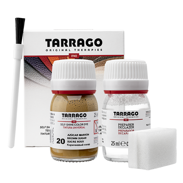 Барвник для гладкої шкіри та текстилю + очищувач Tarrago Color Dye 25мл+25мл колір коричневий цукор (20), фото 1