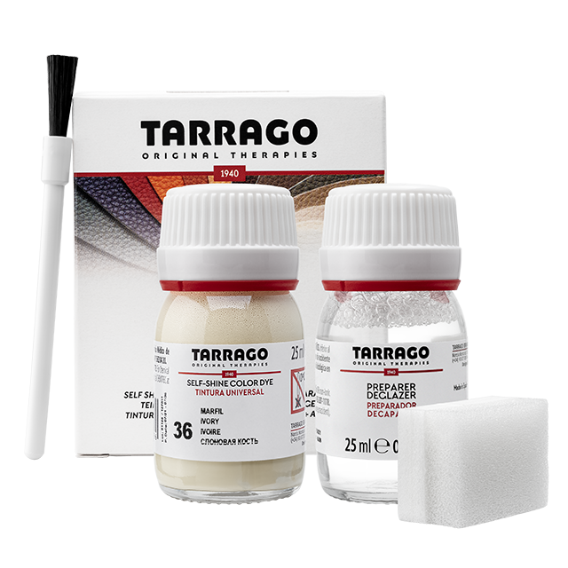 Барвник для гладкої шкіри та текстилю + очищувач Tarrago Color Dye 25мл+25мл колір слонова кістка (36), фото 1
