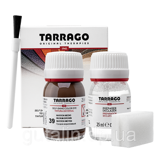 Барвник для гладкої шкіри та текстилю + очищувач Tarrago Color Dye 25мл+25мл колір середньо-коричневий (39)