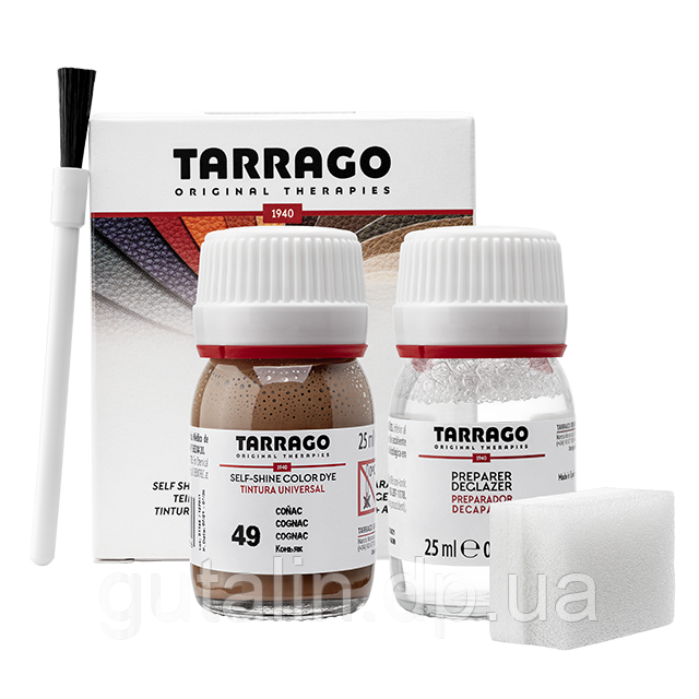 Барвник для гладкої шкіри та текстилю + очищувач Tarrago Color Dye 25мл+25мл колір коньяк (49)
