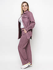 Костюм із замшевої тканини з сорочкою на кнопках і брюками батал, фото 4