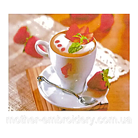 Набор алмазной вышивки Завтрак кофе тортик Капучино латте на подрамнике полная выкладка мозаика 5d 30х40 см