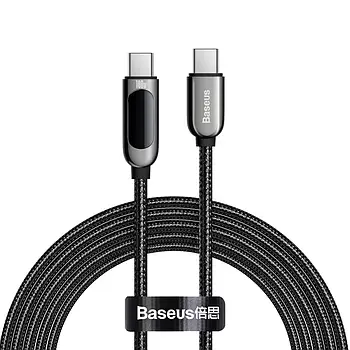 Кабель с дисплеєм  Baseus Display Fast Charging Data Cable Type-C to Type-C 100W 2M Black (CATSK-C01)